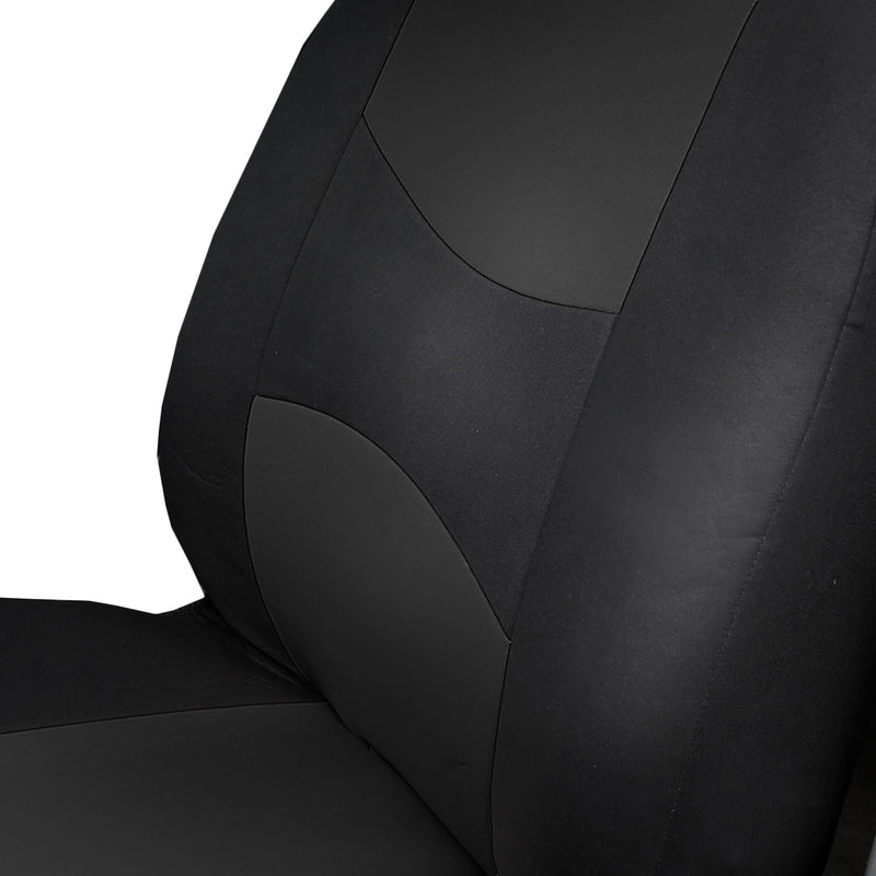  [AUSTRALIA] - TLH Multifunctional Flat Cloth Seat Covers Front Set, Airbag Compatible, Black Color-Universal Fit for Cars, Auto, Trucks, SUV