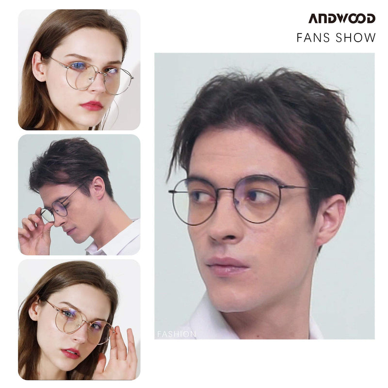 Blue Light Blocking Glasses Women Men Small Face Computer 2 Pack Bluelight Blocker Metal Frame Round (2pack)rose Gold+silver | Anti-blue Light Lens - LeoForward Australia