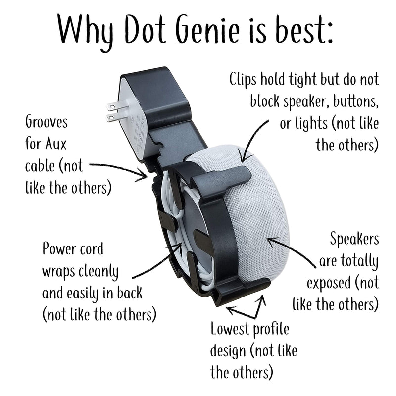  [AUSTRALIA] - Dot Genie [Square Plug ONLY 2018-2021]: Dot 3rd Gen Wall Mount | The Original Outlet Hanger | No Muffled Sound | Exposed Speaker Grill, Mics, and Lights (White, 1-Pack) 1 Pack White