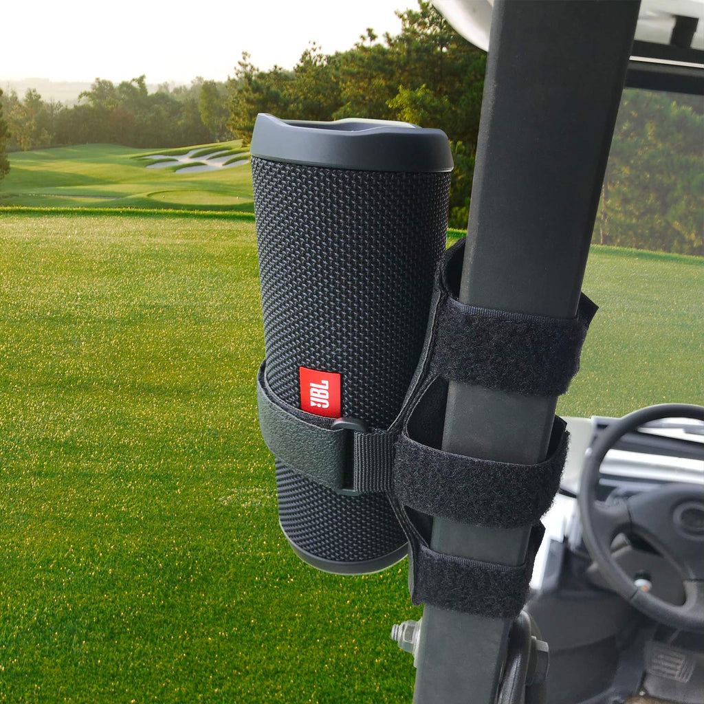  [AUSTRALIA] - HomeMount Golf Cart Speaker Mount - Golf Cart Accessories Adjustable Strap Speaker Holder Compatible with JBL Flip 4/JBL Flip 5 Etc Most Portable Speakers Black