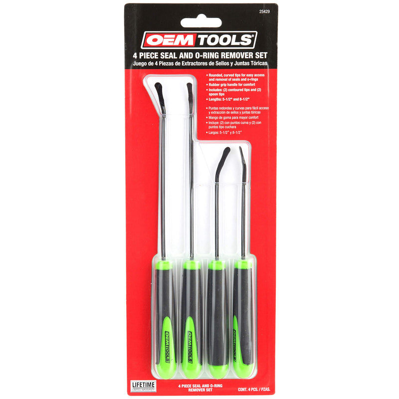  [AUSTRALIA] - OEM TOOLS 25429 O-Ring and Seal Remover Set | Perfect for Removing & Replacing O Rings & Seals | Perfect for Mechanics & Home Garages | 4 Pack: Includes 2 Contoured & 2 Spoon Tips | Green & Black