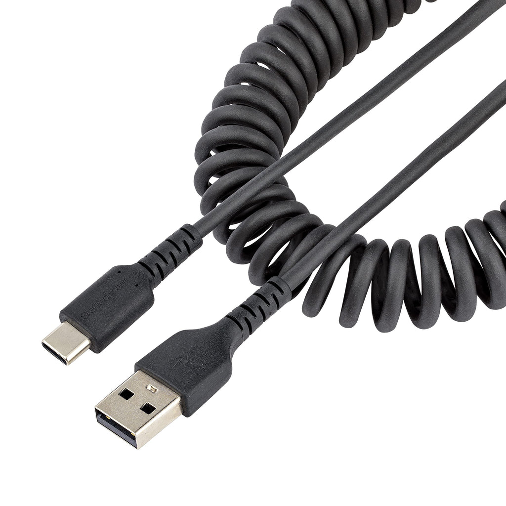  [AUSTRALIA] - StarTech.com 20in (50cm) USB A to C Charging Cable, Coiled Heavy Duty Fast Charge & Sync USB-C Cable, USB 2.0 A to Type-C Cable, Rugged Aramid Fiber, Durable Male to Male USB (R2ACC-50C-USB-CABLE) 20 in / 50 cm