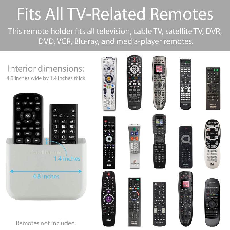 TotalMount Hole-Free Remote Holder - Eliminates Need to Drill Holes in Your Wall (For 2 or 3 Remotes - White - Quantity 1) - LeoForward Australia