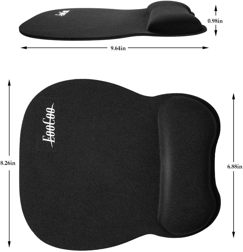  [AUSTRALIA] - EooCoo Ergonomic Mouse Pad with Wrist Support, Non-Slip Base Mouse Mat for Internet Cafe, Home & Office Memory Foam Black