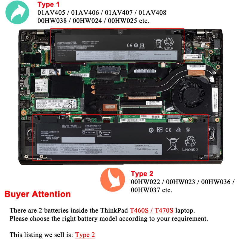  [AUSTRALIA] - DMKAOLLK 00HW022 SB10F46460 Battery for Lenovo ThinkPad T460s T470s Series 00HW023 SB10F46461 00HW036 SB10F46474 00HW037 SB10F46475 11.25V 24Wh 2090mAh