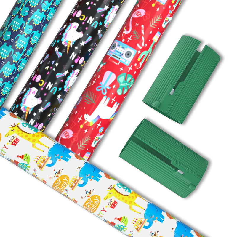  [AUSTRALIA] - Wrapping Paper Cutter, Replaceable Blade, Birthday & Christmas Wrapping Paper Cutter, Portable Cutting Tool for Roll Wrapping Paper (1 PCS with 3 Blades)