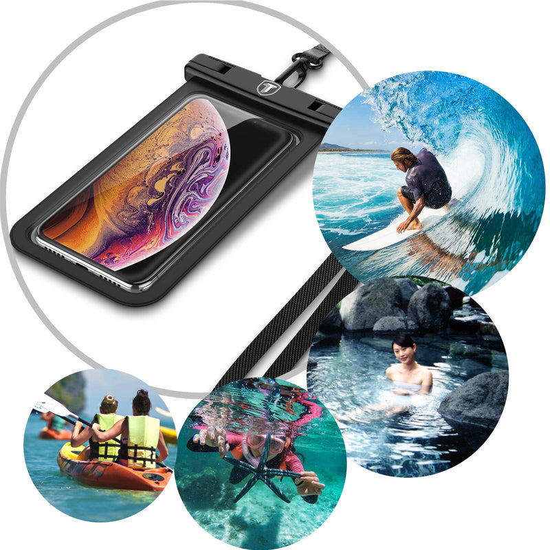  [AUSTRALIA] - Njjex Waterproof Phone Pouch 2-Pack Cell phone Dry Bag Case & Lanyard For Samsung Galaxy Note 20 Ultra S21 Plus S20 S10 S9 S8 A01 A11 A21 A51 A71 A02S A12 A32 A42 A52 iPhone 13 Pro Max 12 11 Xs Xr 8 7 Black (2 Pack)