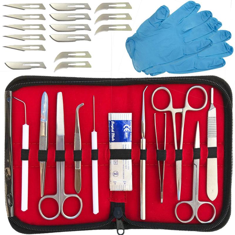  [AUSTRALIA] - Dissection Kit - 25 Pieces for Anatomy Biology Lab Experiment with Scalpel Blades, Two Pairs Large Gloves, and Organizer Storage Case