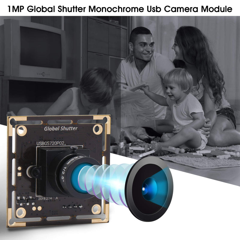  [AUSTRALIA] - Global Shutter USB Camera Module,1MP 60FPS Monochrome USB Webcam Mini Camera Module,Tiny USB Cameras High Speed OTG UVC Linux USB2.0 720P Mini Camera,USB with Cameras for Windows/Android/Mac OS 3.6mm lens Brown