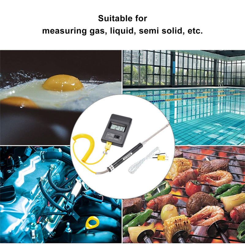  [AUSTRALIA] - Digital Thermometer Tm‑902c K Thermometer Sensor LCD Temperature Detector with Thermocouple ‑50‑500℃ for Liquid and Semi-Solid Measurements