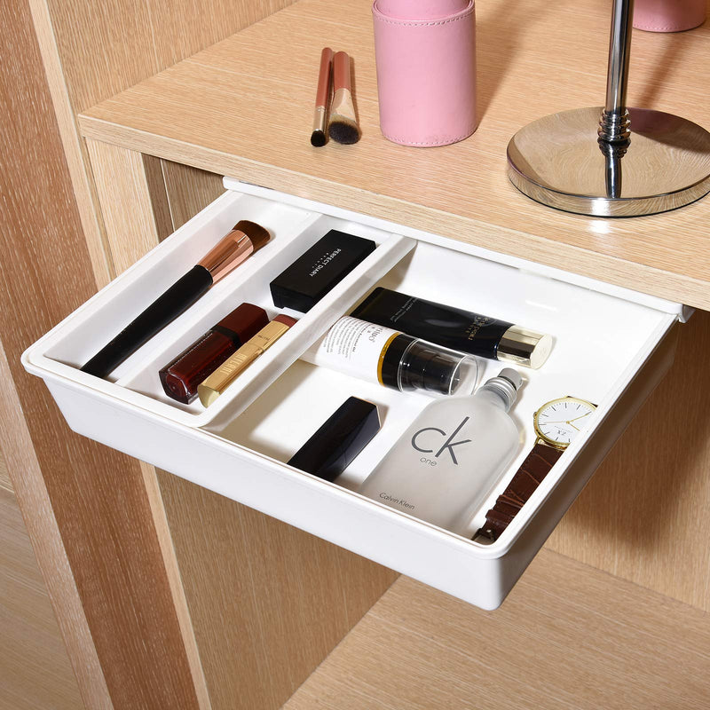  [AUSTRALIA] - Desk Drawer[Large], GGIANTGO Under Desk Storage, Set for Office/Bedroom/Schoolroom/Kitchen, Self-Adhesive Under Desk Drawer for iPad/Phone/Pens/Pencils/Keys/Cutlery and More Large