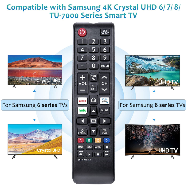  [AUSTRALIA] - Replacement BN59-01315A Remote Control Compatible with Samsung 4K Crystal UHD 6/7/8/9/TU-7000 Series Smart TV(BN59-01315J/BN59-01315E)