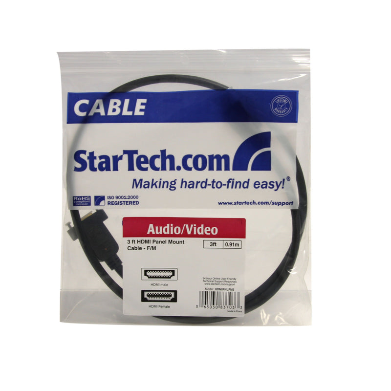 StarTech.com 3 ft. (0.9 m) HDMI Female to Male Adapter - Mounting - HDMI - HDMI Female to Male (HDMIPNLFM3) - LeoForward Australia