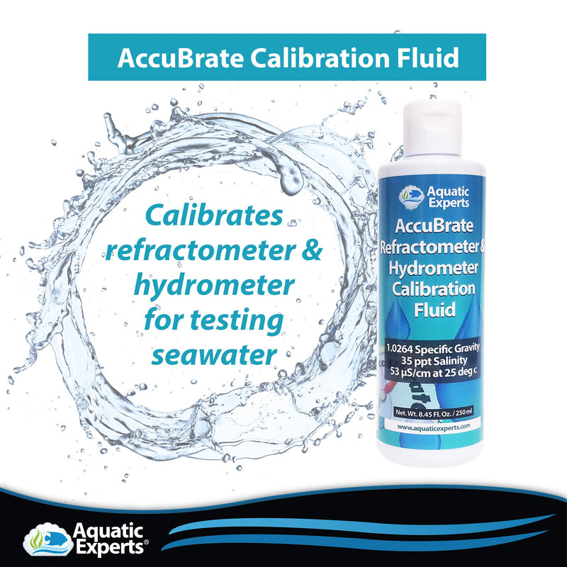 Aquatic Experts AccuBrate Refractometer and Hydrometer Salinity Calibration Fluid – Solution to Accurately Calibrate Refractometer and Hydrometer for Testing Natural Saltwater or Synthetic Sea Water 250 ml - LeoForward Australia
