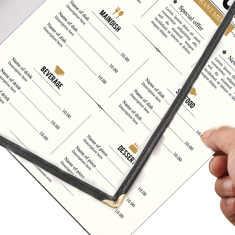  [AUSTRALIA] - 2PCS Menu Covers 8.5" x 11.8" Restaurant Menu Holder 4 Page 8 View Transparent Menu Sleeve,Fits A4 Size Paper for Restaurant Menu Home Project Office Daily Paper Chores and etc(Black) 2pcs 4page 8view black