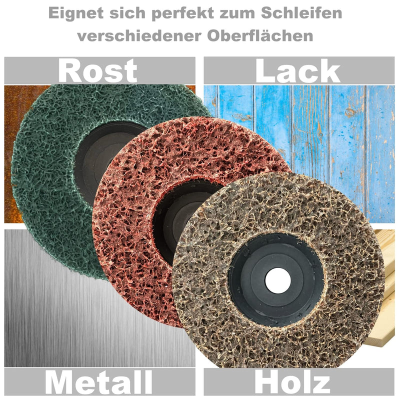  [AUSTRALIA] - 3 x abrasive fleece grinding disc, polishing fleece, sanding pad, cleaning disc, fleece for metal, steel, rust, diameter 76 mm, battery-powered angle grinder (set).