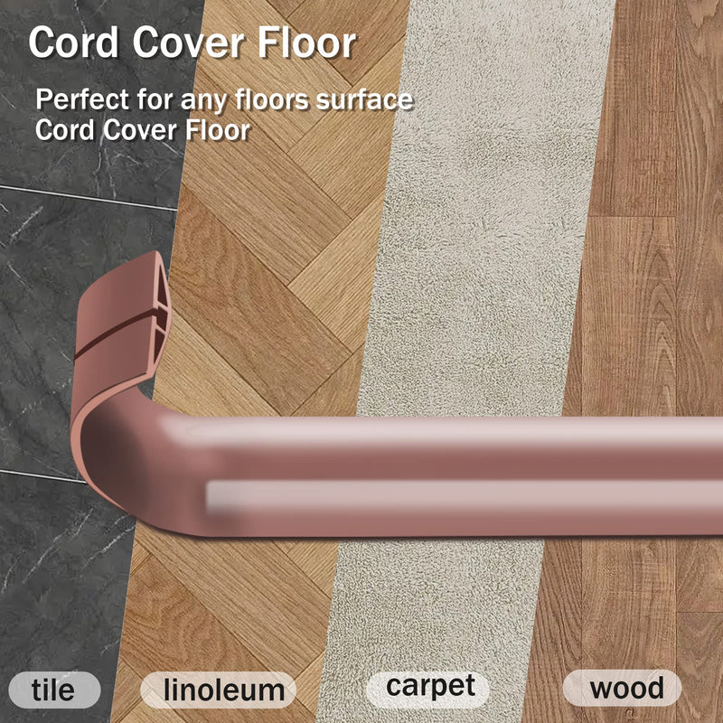  [AUSTRALIA] - Cord Cover Floor,Floor Cord Cover 6ft,Self-Adhesive Floor Cable Cover,Ideal Floor Wire Cover for Home, Office or Other Outdoor Surroundings,Prevent Cable Trips & Protect Wires-Brown Brown