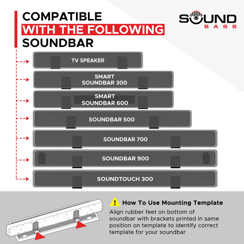  [AUSTRALIA] - Soundbar 300/500/600/700/900, TV Speaker & Soundtouch 300 Adjustable Wall Mount Kit, Black, for Bose Sound bar Smart 300, 500, 600, 700, 900, Mounting Bracket
