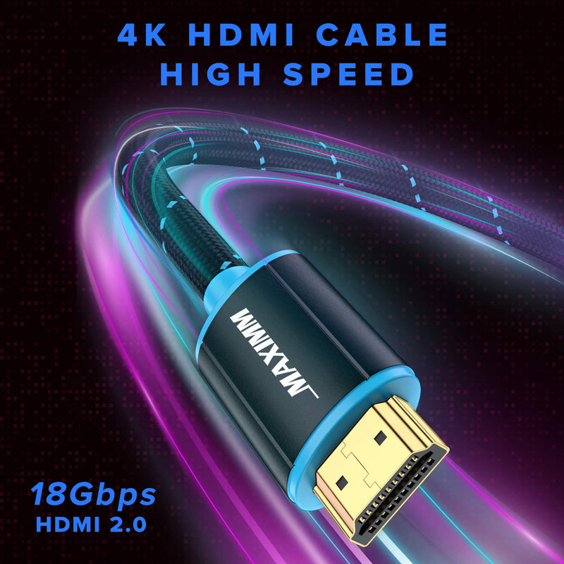 HDMI Cable 4K Ultra HD 2 Foot (3 Pack) Nylon Braided HDMI 2.0 Cable, High Speed 18Gbps 4K@60Hz HDR, 3D, 2160p, 1080p, HDCP 2.2, ARC, HDMI Cables for Monitors, HDTV 2 Feet 3 Pack - LeoForward Australia