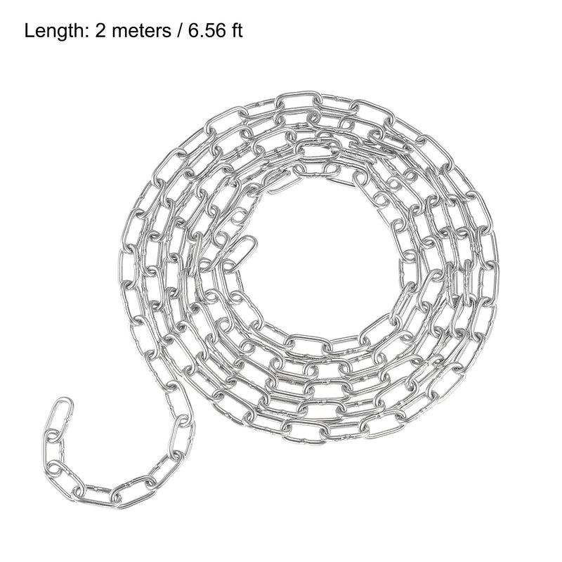  [AUSTRALIA] - uxcell Proof Coil Chain 2 Meter 2.5mm Thick, Zinc Plated 304 Stainless Steel for Clothes Hanging Guardrail