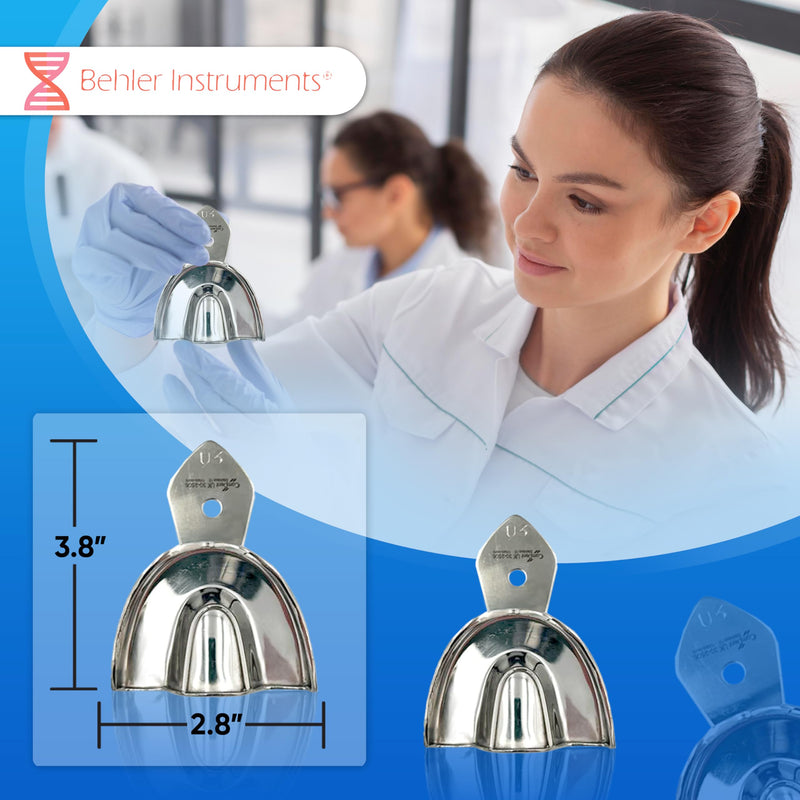  [AUSTRALIA] - Dental Individual Impression Trays, Non-Perforated, Serrated, High-Strength Stainless Steel - Dental Care Sets - Essential Instrument for Dentists (Upper Jaw U3/M) Superior U3/M