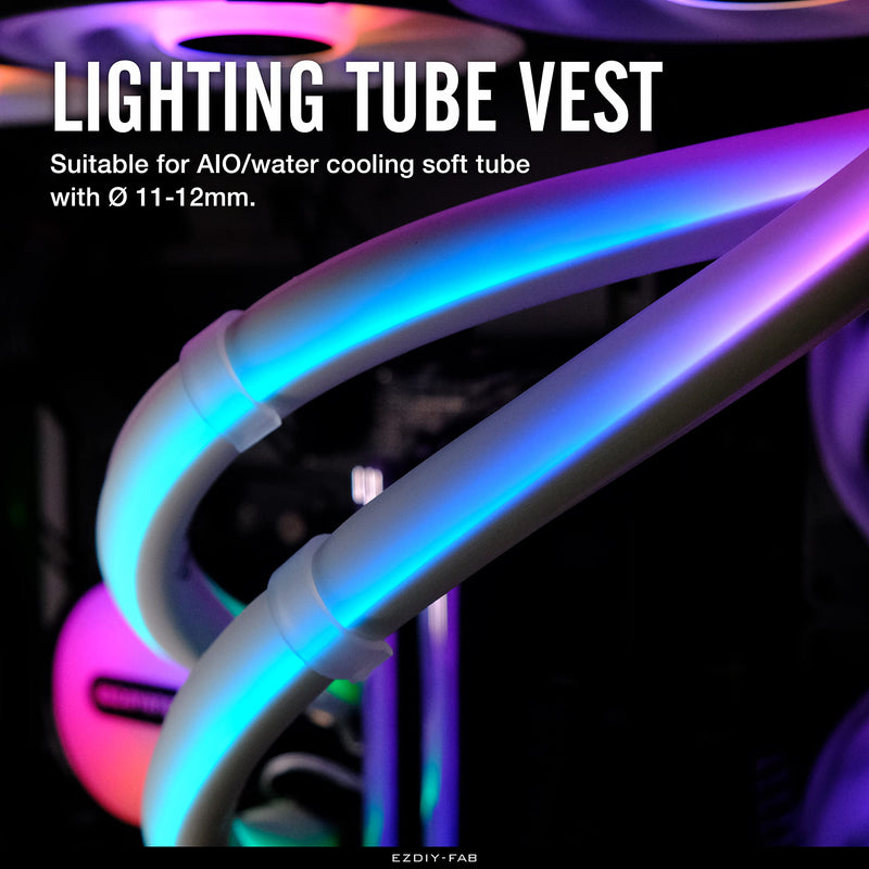  [AUSTRALIA] - EZDIY-FAB ARGB LED AIO Tube Sleeve, Soft Dust Free Rubber, Versatile Sizing 12mm Diameter for Water Cooling Tube, Compatible with Aura, RGB Fusion,Mystic Light Sync- 2 Packs, 330mm/13in