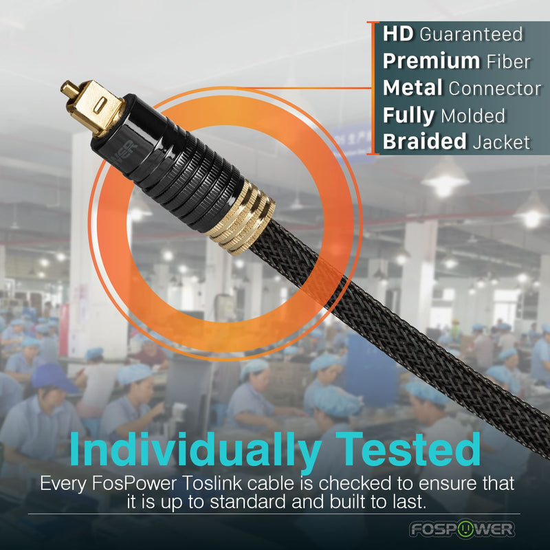 FosPower (3 Feet) 24K Gold Plated Toslink Digital Optical Audio Cable (S/PDIF) - [Zero RFI & EMI Interference] Metal Connectors & Ultra Durable Nylon Braided Jacket 03 FT / 91 CM - LeoForward Australia