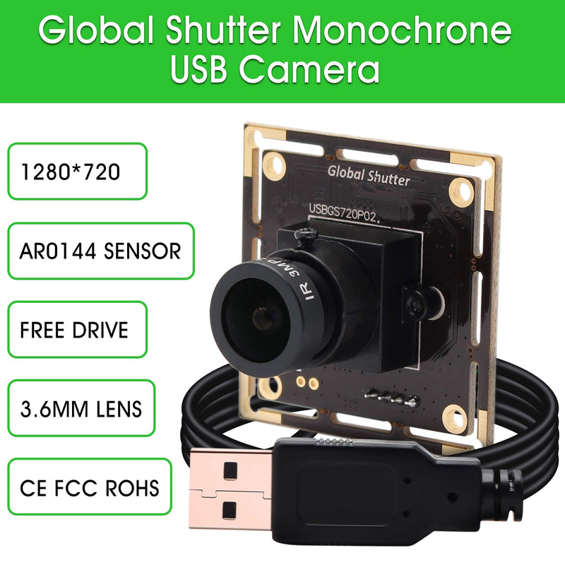  [AUSTRALIA] - USB Camera Module HD 1280X720@60fps, USB Webcam Global Shutter with AR0144 Image Sensor,Tiny USB Cameras with 3.6mm Lens Industrial UVC Web Cameras Plug and Play for Windows/MAC/Linux/Raspberry Pi