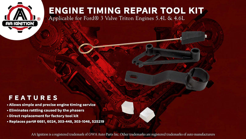 Engine Timing Repair Kit - Compatible with Ford, Lincoln & Mercury Vehicles with 4.6L & 5.4L Engines F-150, F250 - Positioning Tool, Chain Cheese Wedge, Phaser Locking, Lockout - Replaces 6681, 6024 - LeoForward Australia