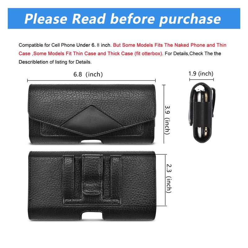  [AUSTRALIA] - Dual Phone Leather Case with Loop - Secure Horizontal Phone Belt Holder and RFID Blocking Wallet - Sleek Black - Compatible with iPhone 14/13/12/11/14Pro/13Pro/12Pro, Samsung, Motorola