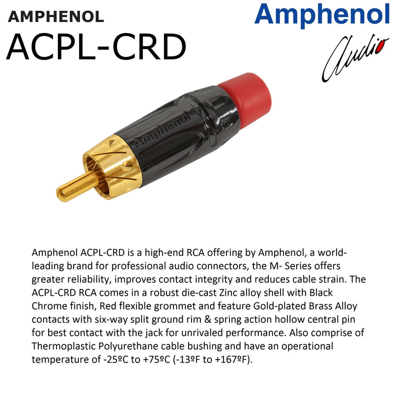  [AUSTRALIA] - 1 Foot – High-Definition Audio Interconnect Cable Pair CUSTOM MADE By WORLDS BEST CABLES – using Mogami 2964 wire and Amphenol ACPL Black Chrome Body, Gold Plated RCA Connectors