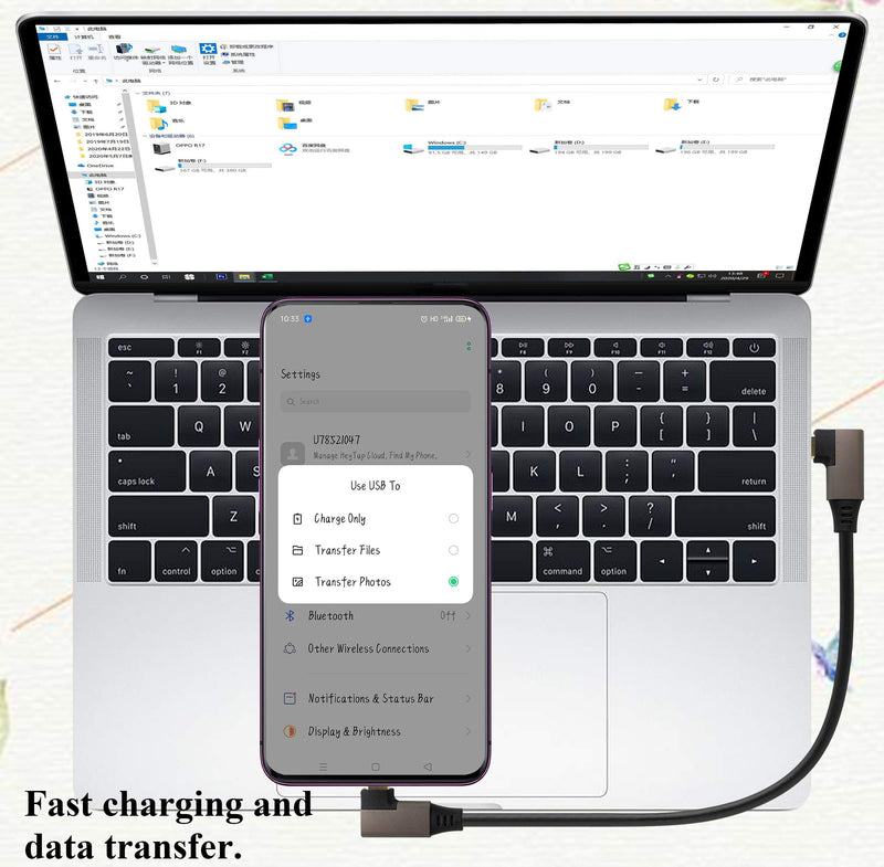 [AUSTRALIA] - AAOTOKK 90 Degree USB 3.1 Type C Cable Right & Left Angled 3.1 USB Type C Male 4K@60Hz Gen 2 Extension Cable Supports Charging,Data,Audio,Video Cable for Laptop & Tablet & Mobile Phone.(0.3M/1Ft) 0.3M/1Pack