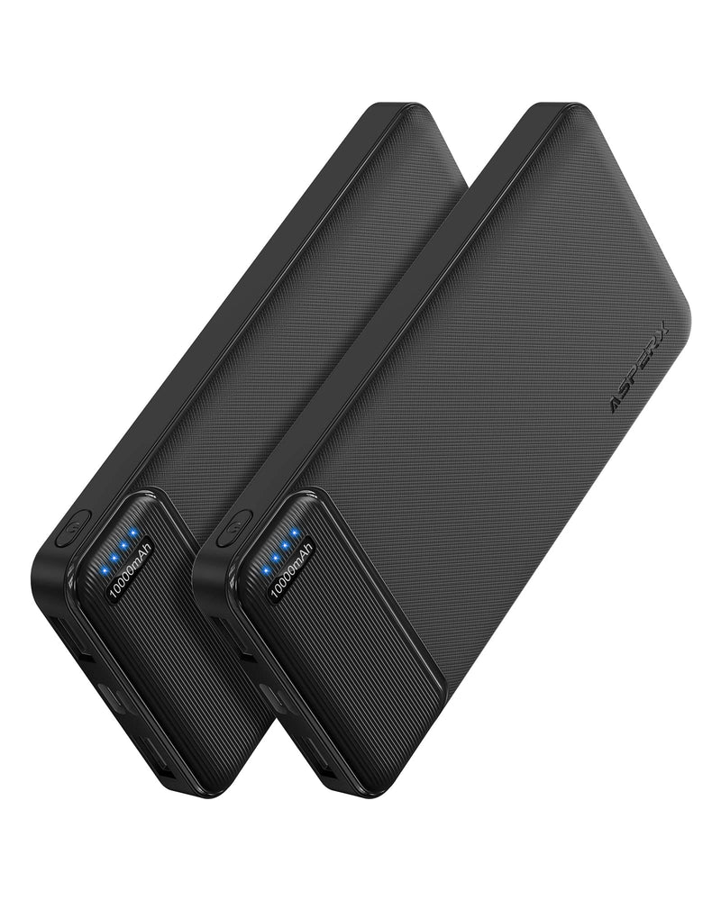  [AUSTRALIA] - AsperX 2-Pack 10000mAh USB C Output Portable Charger Power Bank Fast Charging, Portable Phone Charger External Battery Pack for iPhone, Samsung, Huawei, and More[2023 Upgrade] Black+Black