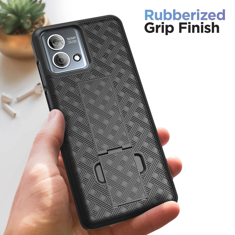  [AUSTRALIA] - Encased DuraClip for Moto G Stylus 5G 2023 Belt Case with Holster Clip and Phone Kickstand (Motorola G Stylus 5G 2023) Black
