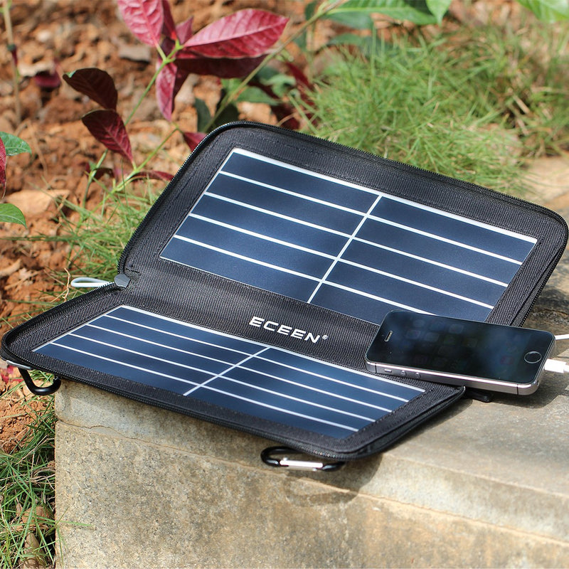  [AUSTRALIA] - ECEEN Solar Charger Panel with 10W High Efficiency Sunpower Cells & Smart USB Output for Smart Mobile Phone Tablets Device Power Supply Waterproof Portable Foldable Travel Camping Outdoor Activities Black