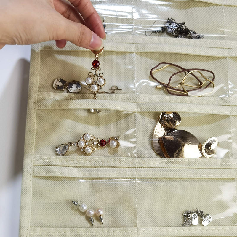  [AUSTRALIA] - 2 Pack Jewelry Organizer Hanging Accessories Storage with 80 Pockets Closet Organizers for Holding Jewelries, Socks, Bra, Underwear, Underpants