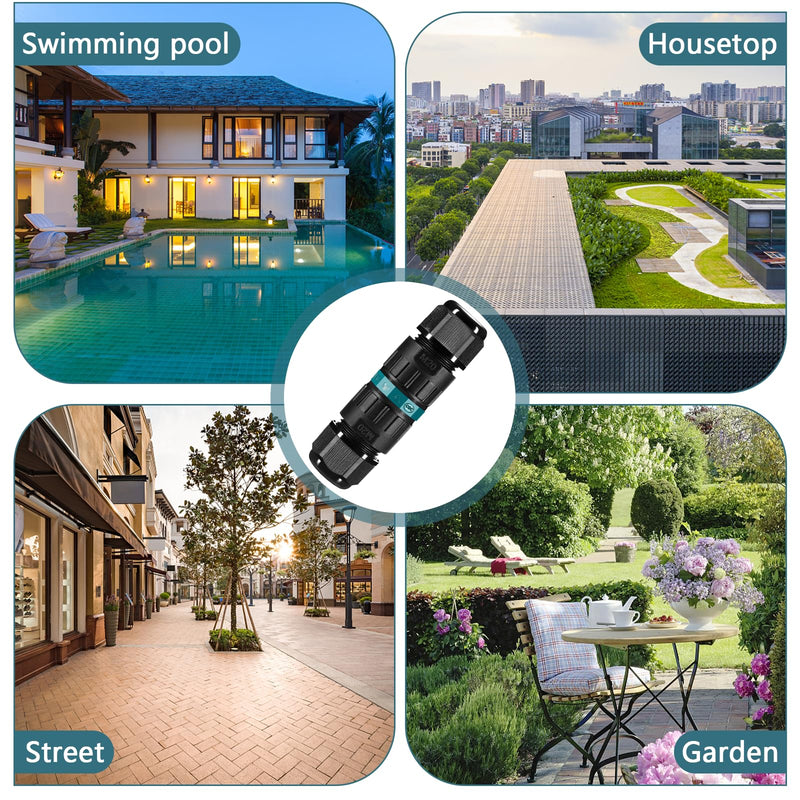  [AUSTRALIA] - Cable connector waterproof IP68 3-pin underground cable connection sleeve junction box, cable sleeve connection sleeve connection box, outdoor distribution box black for garden, outdoor, floor, roof