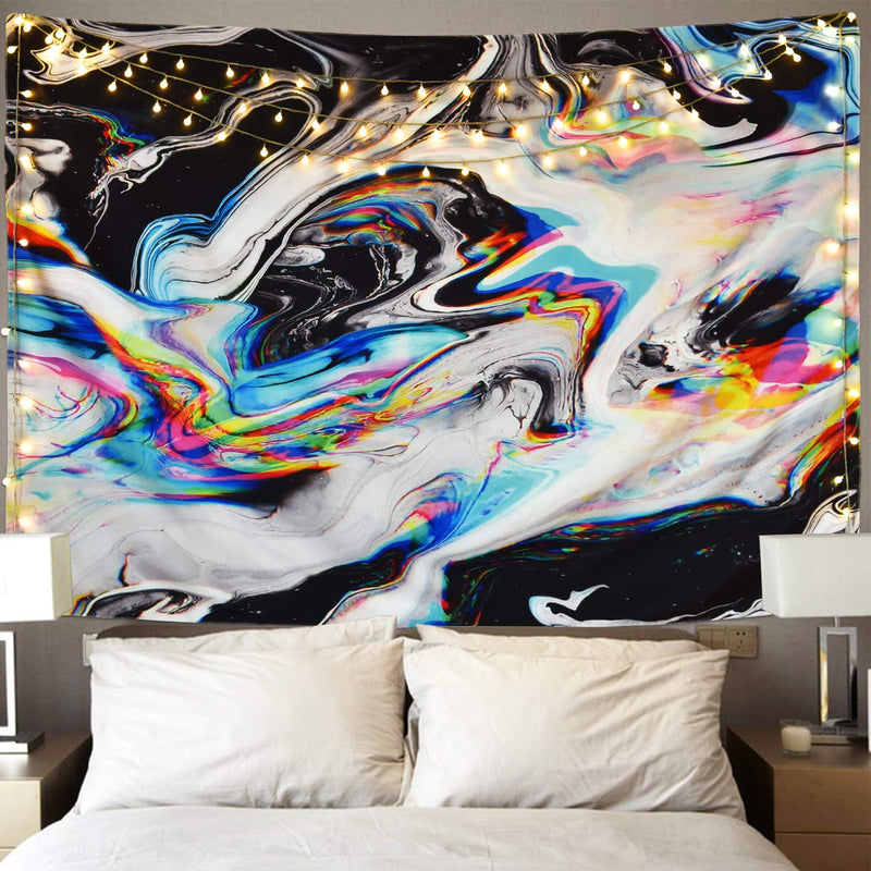  [AUSTRALIA] - Alishomtll Colorful Gouache Tapestry Psychedelic Art Tapestry Marble Swirl Tapestries Natural Landscape Trippy Tapestry for Room (Multi, 51.2 x 59.1 inches) Multicolor 51.2" x 59.1"
