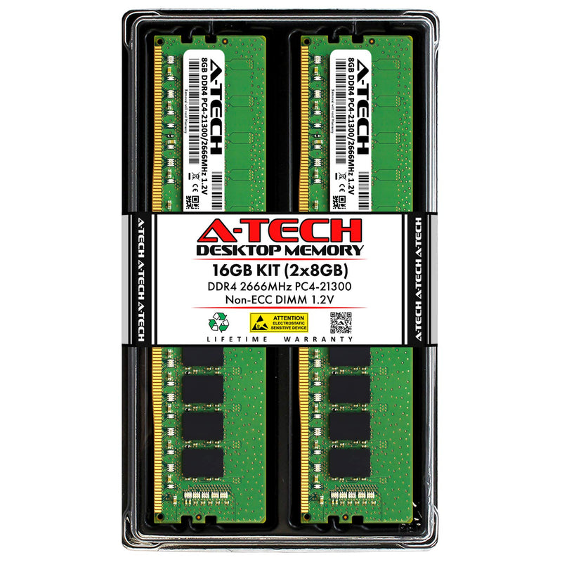 [AUSTRALIA] - A-Tech 16GB (2x8GB) DDR4 2666 MHz UDIMM PC4-21300 (PC4-2666V) CL19 DIMM Non-ECC Desktop RAM Memory Modules 16GB Kit (2 x 8GB)