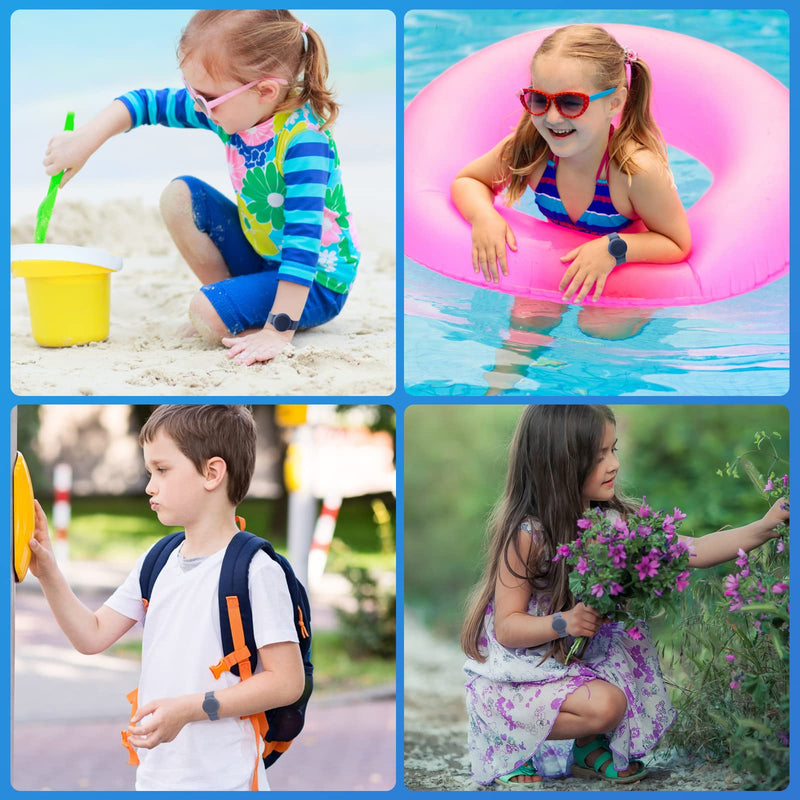 [AUSTRALIA] - Waterproof Air Tag Bracelet for Kids(2 Pack), Soft Silicone Air Tag Hidden Wristband Kids, Lightweight GPS Tracker Compatible with Apple AirTag Wrist Band for Child (Grey Blue & Navy Blue) Grey Blue & Navy Blue