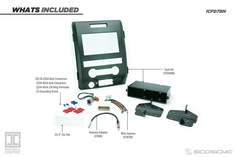  [AUSTRALIA] - SCOSCHE Install Centric ICFD7BN Ford 2009-12 F-150 XL (Base) Pickup Complete Installation Solution for Car Stereos 2009-12 Complete Installation Kit