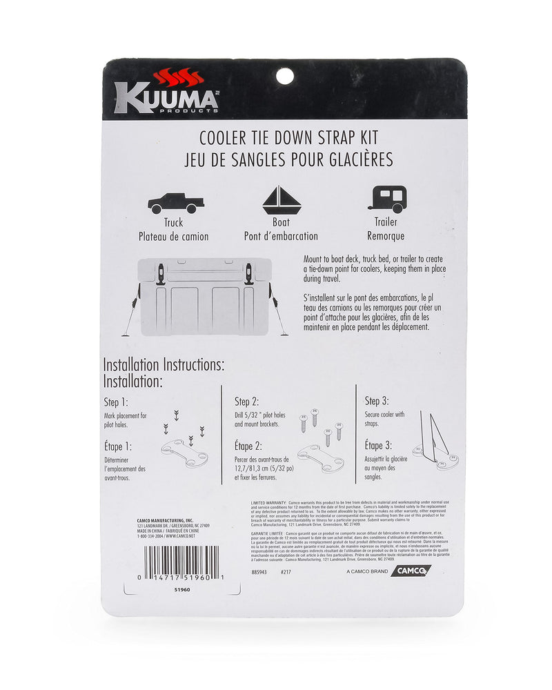  [AUSTRALIA] - Kuuma 51960 Cooler Tie Down Strap Kit - Inlcudes Straps, Mounting Bracket, and Screws - Great for RVs, Boats, and Truck Beds,2