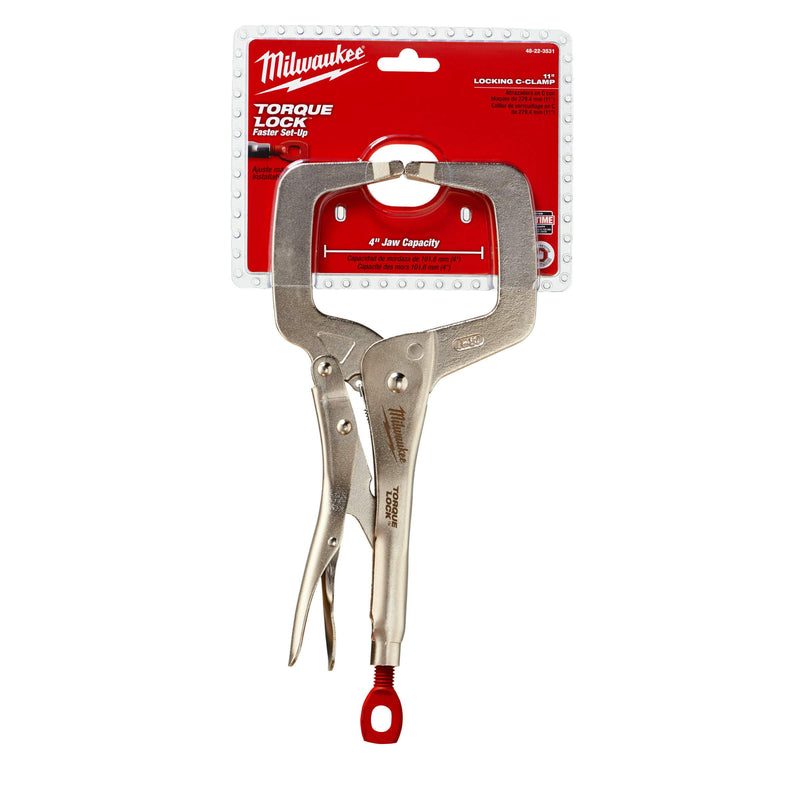  [AUSTRALIA] - MILWAUKEE ELECTRIC TOOL 48-22-3531 2490363 Torque Lock Locking C-Clamp, Regular Jaws, 11"