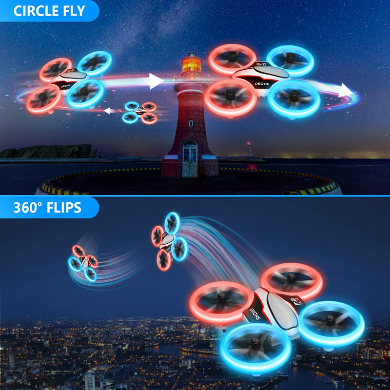  [AUSTRALIA] - Mini Drone for Kids,Christmas Cool Toys Gifts for Boys Girls with LED Light,M2 Hobby RC Quadcopters with 3D Flips,Headless Mode and 3PCS Batteries,Small Drone Flying Toys Full Protect for Beginners