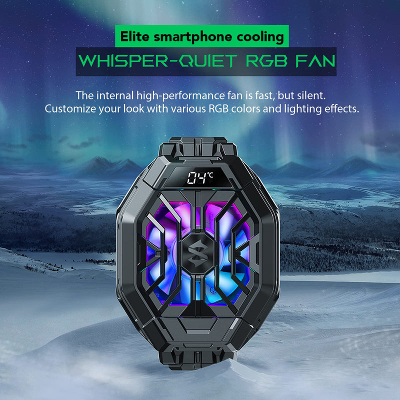  [AUSTRALIA] - Phone Cooler, Black Shark Fun Cooler 2Pro Cellphone Radiator with LED Temperature Display/Sleep Timer/Fan Speed Settings for 2.63-3.46 inches iOS/Android Semiconductor Heatsink Cooling
