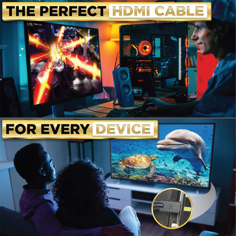  [AUSTRALIA] - PowerBear 4K HDMI Cable 10 ft | High Speed Hdmi Cables, Braided Nylon & Gold Connectors, 4K @ 60Hz, Ultra HD, 2K, 1080P, ARC & CL3 Rated | for Laptop, Monitor, PS5, PS4, Xbox One, Fire TV, & More 10 Feet 1