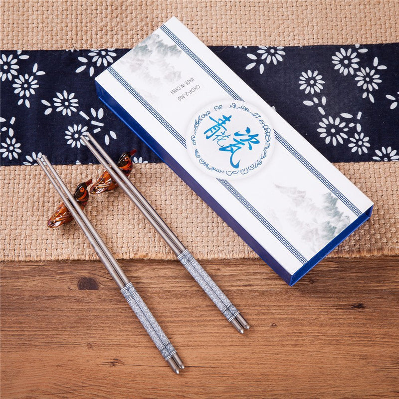  [AUSTRALIA] - 4 (2 pairs) Silver Stainless Steel Chopsticks & Mandarin Duck Holders Set In Gift Box by THY COLLECTIBLES