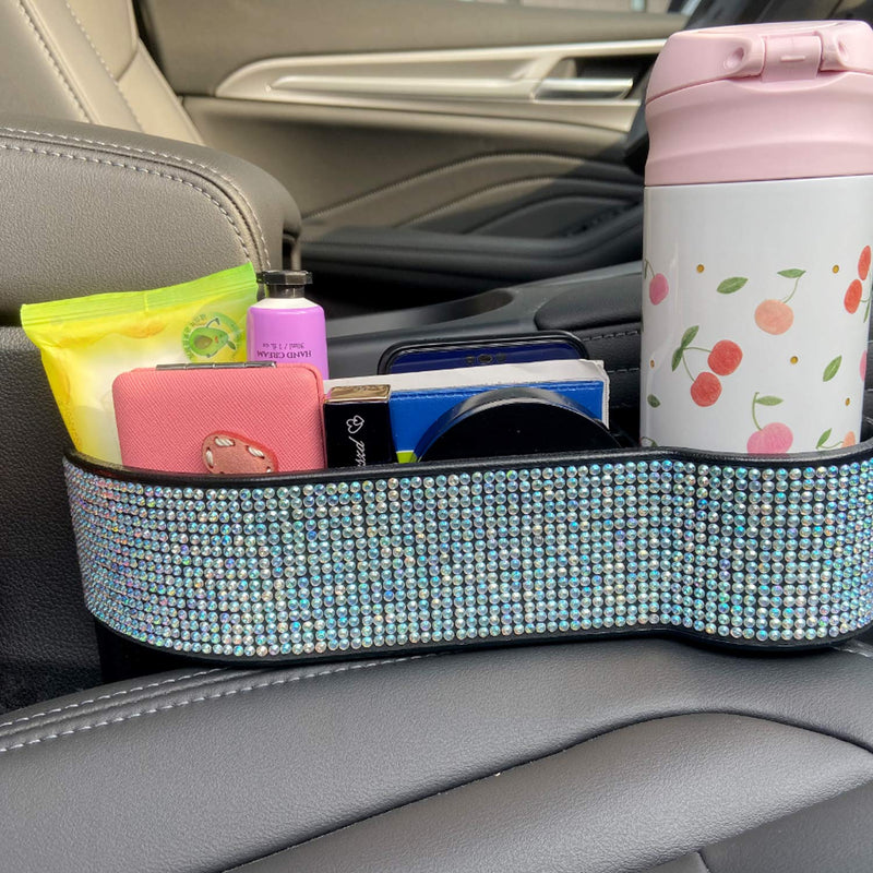  [AUSTRALIA] - KONGDY Bling Car Seat Pocket Organizer Auto Gap Filler Crystal Car Seat Catcher Console Side Storage Box with Cup Holder for Car Interior Accessories Cellphone Wallet Bling Black