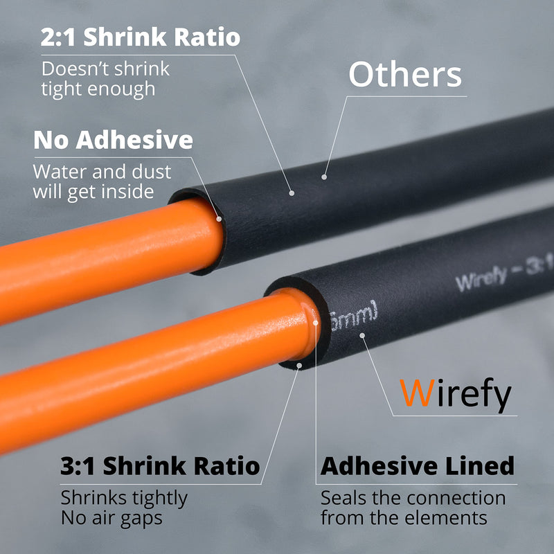  [AUSTRALIA] - Wirefy Heat Shrink Tubing Kit - 3:1 Ratio Adhesive Lined, Marine Grade Shrink Wrap - Automotive Industrial Heat-Shrink Tubing - Black, Red 200 PCS