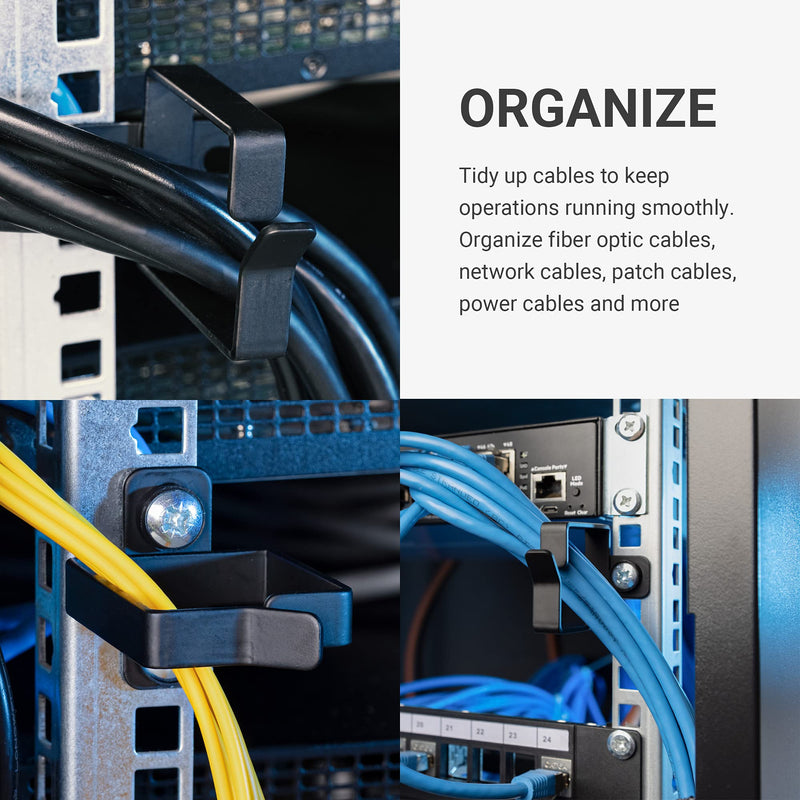  [AUSTRALIA] - kwmobile Server Rack Cable Management D-Ring Hooks (10 Pieces) - Bracket Organizer Hook Mount Set for Network Patch Cables, Fiber Optic, Power Cords